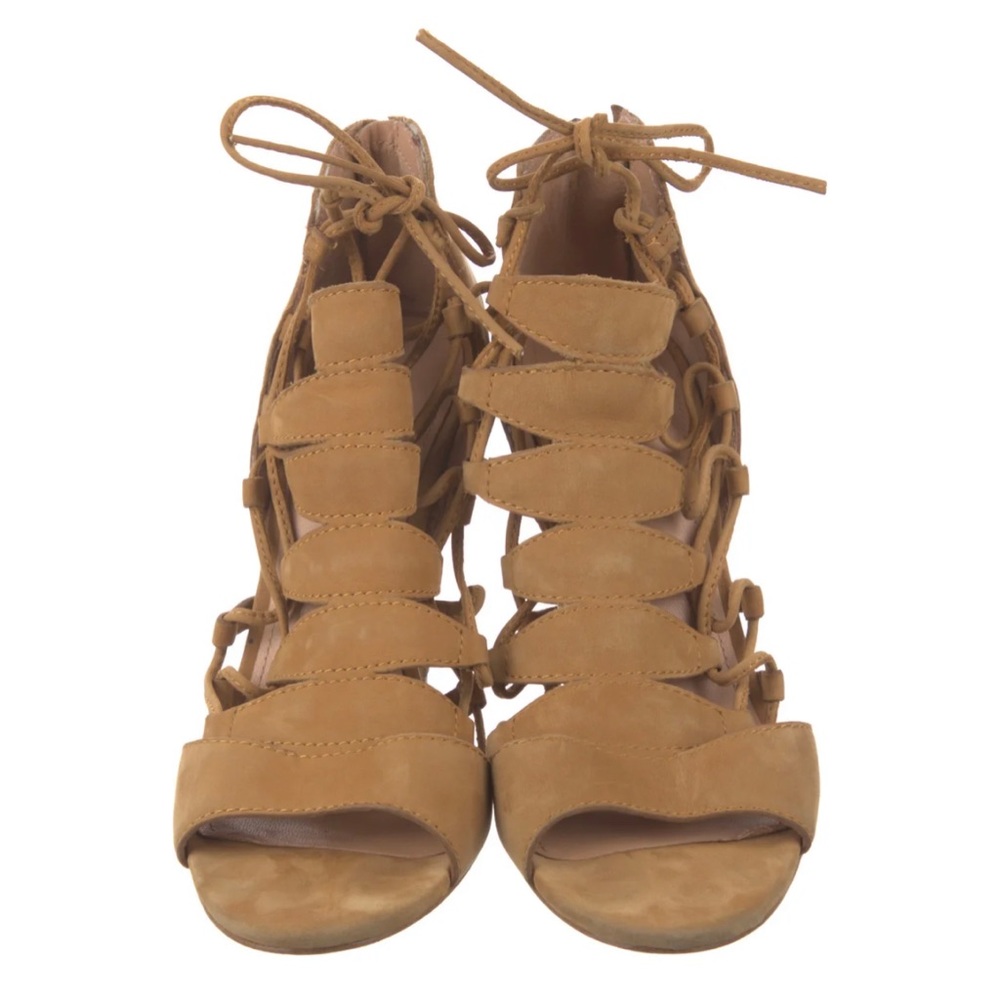 NWT - Sigerson Morrison Vero Cuoio Size 8.5 Light Brown Suede Gladiator Heels